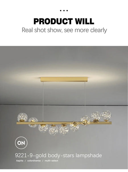 Pendant Light - Modern Led Long Ceiling Chandelier Glass Balls Dining Room Kitchen Hanging Lamp SW-36210345 - SWEET-LIGHTS