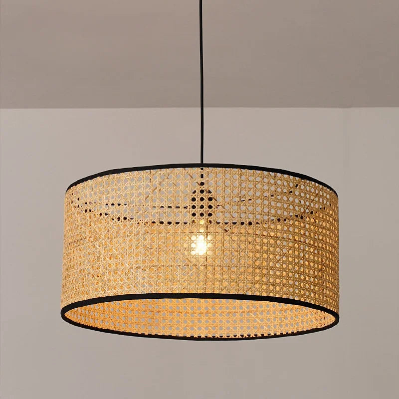 Lampshade - Rattan Hanging Lamp Shade Handwoven Drum Light SW-36210457 - SWEET-LIGHTS