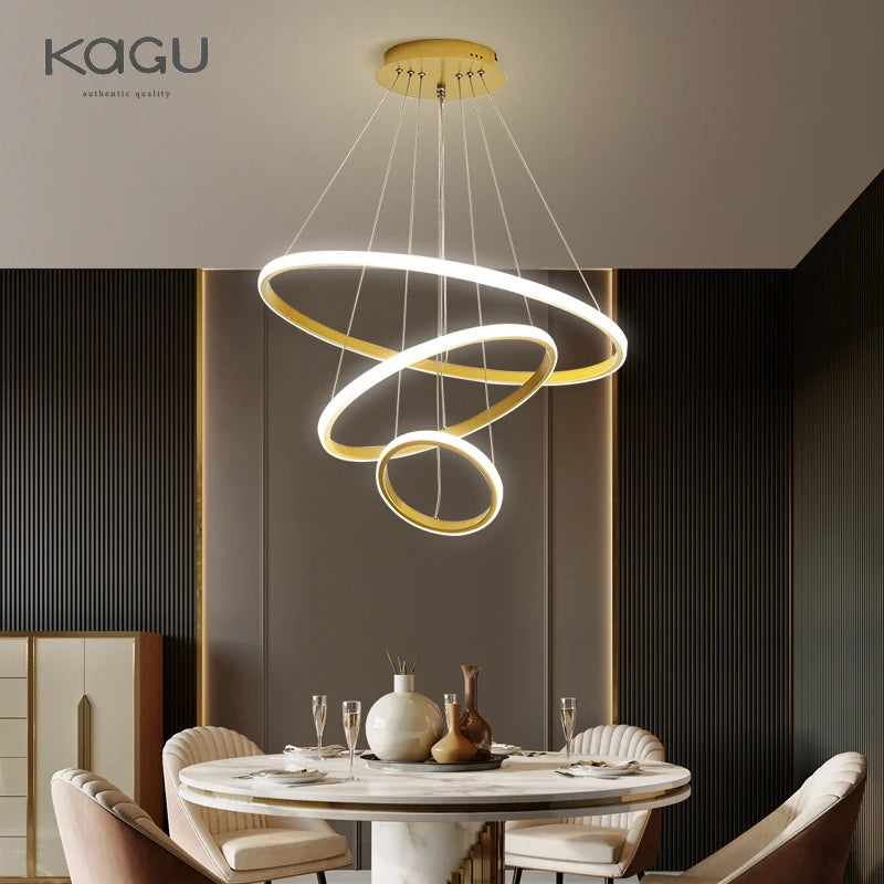 Pendant Light - Modern Pendant Lamp Led Rings Chandelier Black Loft Indoor Fixture SW-36210456 - SWEET-LIGHTS
