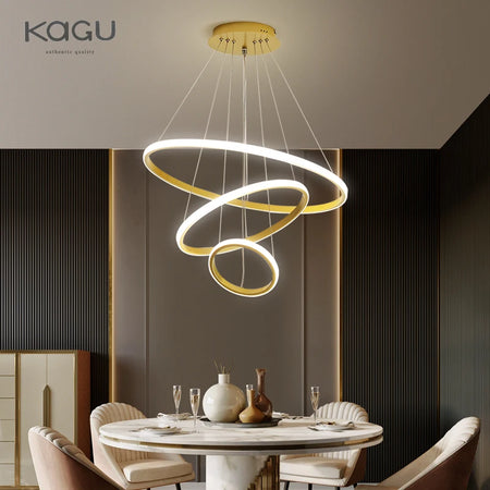 Pendant Light - Modern Pendant Lamp Led Rings Chandelier Black Loft Indoor Fixture SW-36210456 - SWEET-LIGHTS