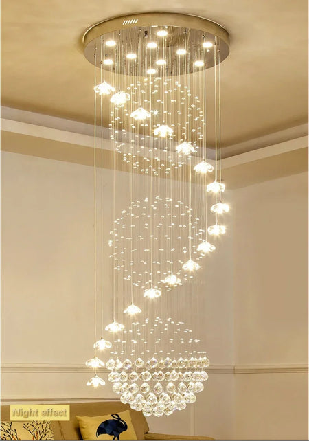 Chandelier - Modern Long Staircase Crystal Pendant Light SW-36210123 - SWEET-LIGHTS