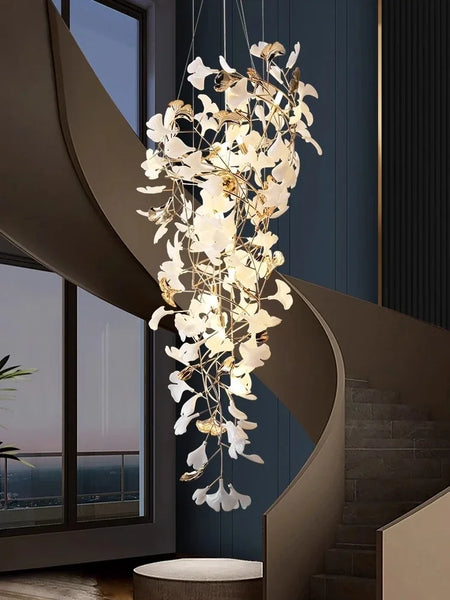 Chandelier - NEW Luxury Staircase Ginkgo Leaf Pendant Lighting SW-36210347 - SWEET-LIGHTS