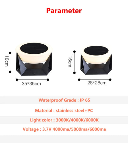 Outdoor Light - LED Remotely Controlled Solar Column Lamp Dimmable Waterproof SW-36210425 - SWEET-LIGHTS