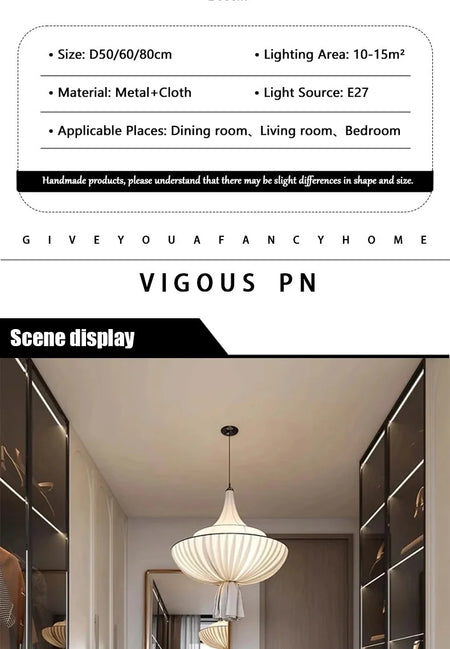 Pendant Light - Japanese Retro Wabi Sabi Cloth Chandelier Home Pendant Lights Room Decor SW-36210578 - SWEET-LIGHTS