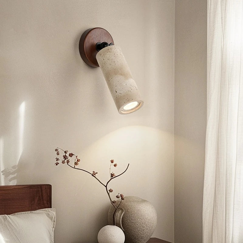 Wall Light - IWHD Modern Nordic LED Walnut Yellow Travertine Lamp SW-36210357 - SWEET-LIGHTS