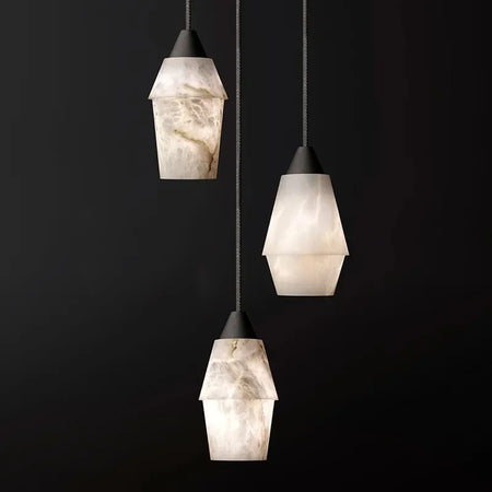 Pendant Light - Natural Marble Alabaster Copper Chandelier SW-36210349 - SWEET-LIGHTS