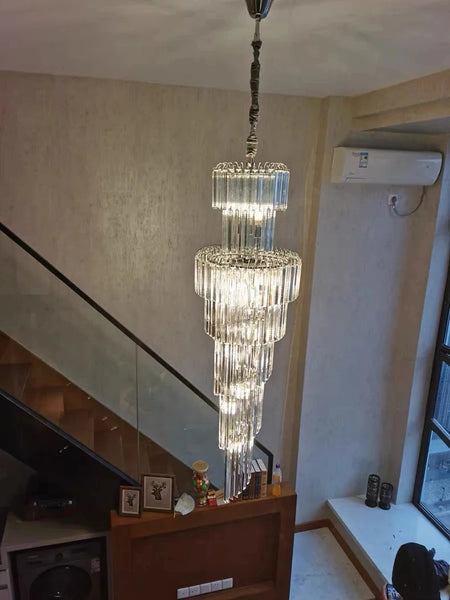 Chandelier - Long Crystal Staircase Gold Modern Lamp Luxury Villa Home Decor SW-36210458 - SWEET-LIGHTS