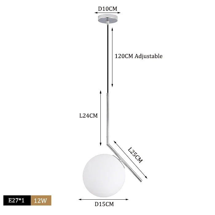 Pendant Light - Modern Glass Ball LED Hanging Lamp Brass Black Chrome SW-36210347 - SWEET-LIGHTS