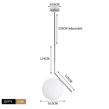 Pendant Light - Modern Glass Ball LED Hanging Lamp Brass Black Chrome SW-36210347 - SWEET-LIGHTS