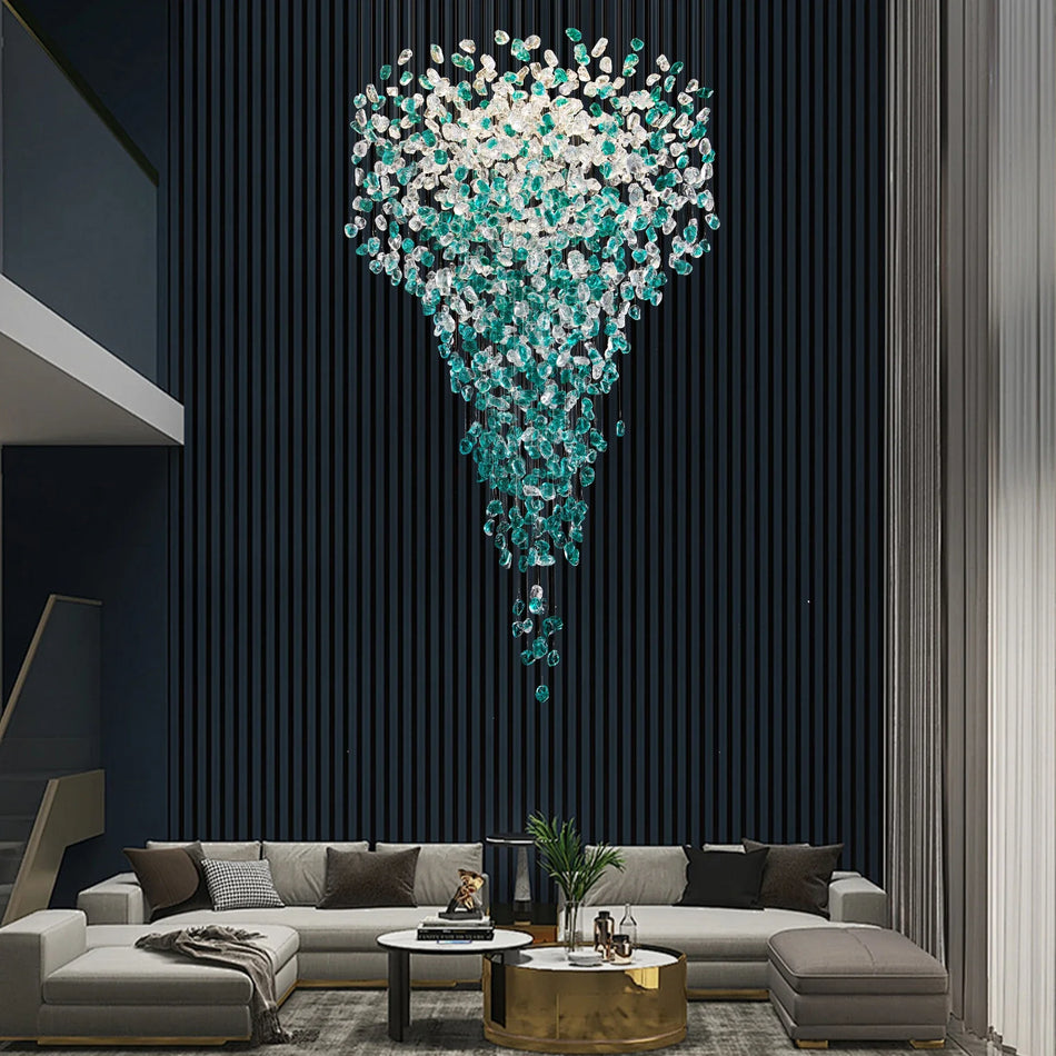 Chandelier - Luxury Large Green Crystal Stone for Lobby Staircase LED SW-36210347 - SWEET-LIGHTS