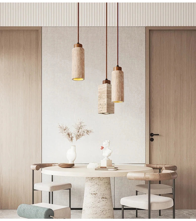 Pendant Light - Yellow Marble Droplight Dining Table Japan Wabi-Sabi Pendant Light SW-36210458 - SWEET-LIGHTS