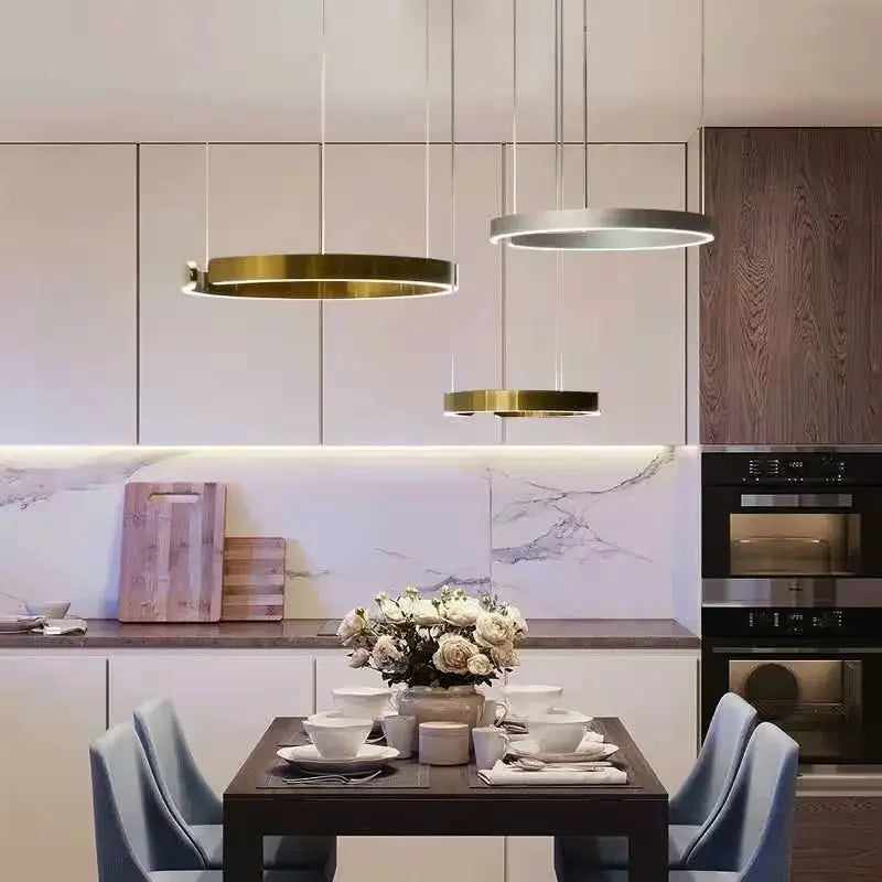 Pendant Light - Nordic Ring Led Pendant Lamps Dimmable Black Gold Home Decor Fixture SW-36210345 - SWEET-LIGHTS