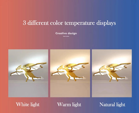 Children Lighting - Golden Dinosaur Fire Breathing Dragon Ceiling Lamps LED Children's Room Light Boy Bedroom Nursery SW-36210345 - SWEET-LIGHTS