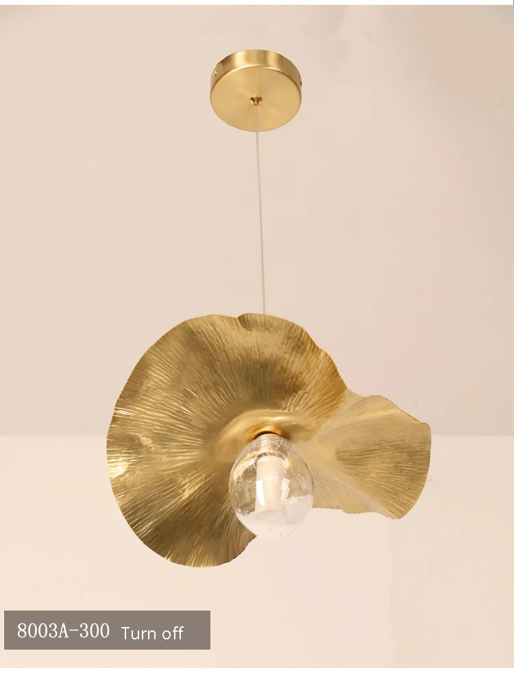 Pendant Light - Lotus Leaf Minimalist Hammered Brass Lamp SW-36210345 - SWEET-LIGHTS