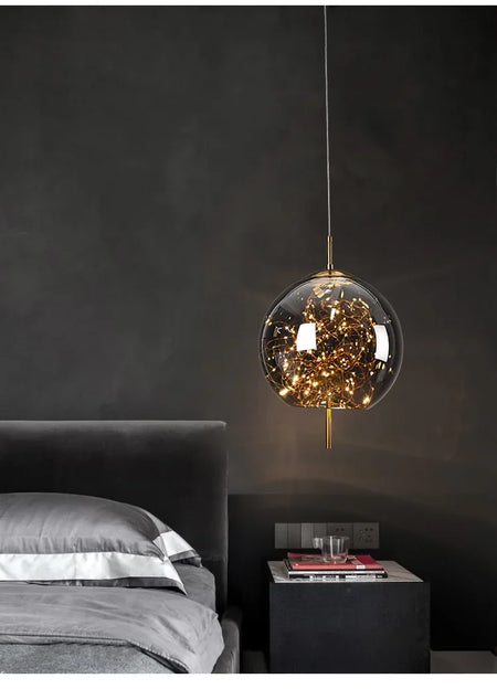 Pendant Light - Nordic Net Red Bedside Chandelier Glass SW-36210345 - SWEET-LIGHTS