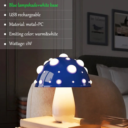 Table Lamp - Fly Amanita Mushroom Lamp with Dual Color LED G9 Bulb USB Rechargeable Desk Light SW-36210458 - SWEET-LIGHTS